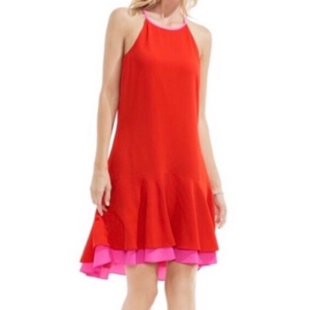 Vince Camuto Havana Brights Red Hot Halter Swing Dress 8